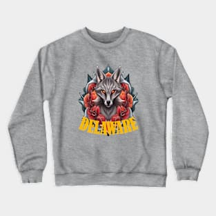 Delaware Gray Fox Surrounded By Peach Blossom Crewneck Sweatshirt